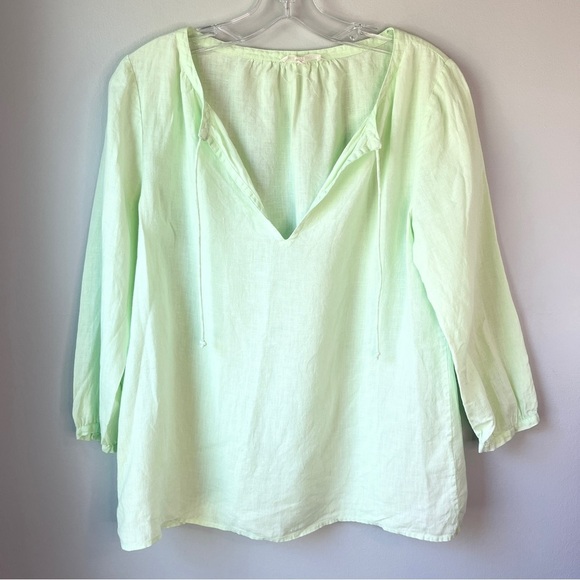 Eileen Fisher Irish Linen Pastel Green Blouse - Picture 1 of 7